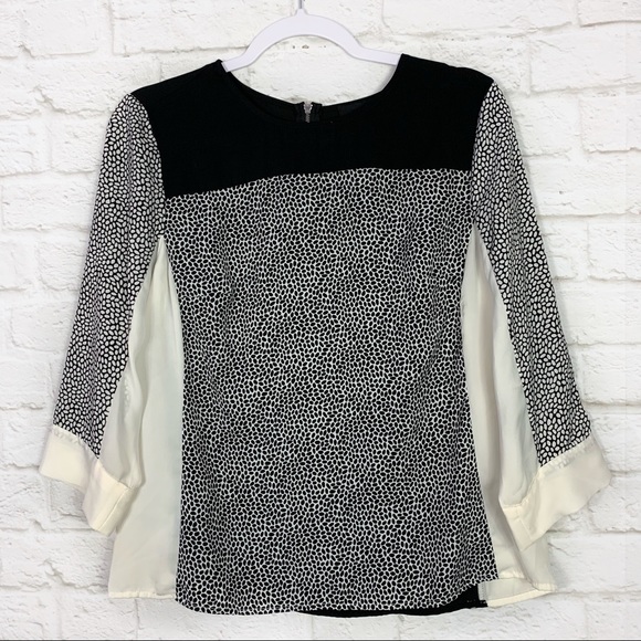 Cynthia Rowley Tops - Cynthia Rowley Colorblock Polka Dot Zip Back Top S